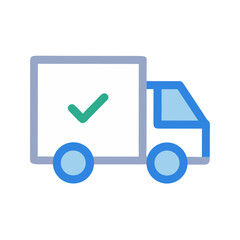 Delivery Truck with Checkmark Icon – Confirmed Shipping, Completed Delivery, Logistic Success Symbol