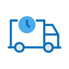 Delivery Truck with Timer Icon &ndash; Fast Shipping, Express Delivery, Logistics Time Symbol