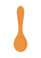 Wooden spoon in flat cartoon vector illustration