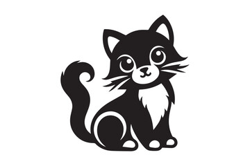 Obraz premium Pussycat Silhouette logo image. Black and White Cat .