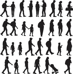  Diverse Collection of Walking People Silhouettes