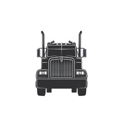 Sleek, dark-colored semi-truck, front view