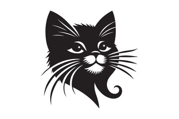 Obraz premium Pussycat Silhouette logo image. Black and White Cat .