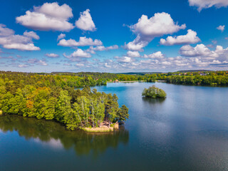 Aerial landscape of the Straszyn lake at summer, Poland