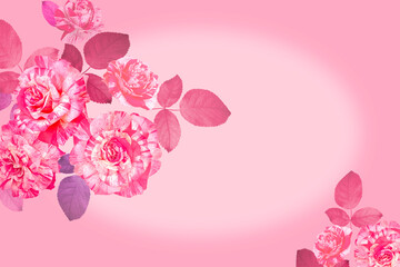 Roses in full bloom. Vintage floral pattern.
