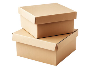 Two stacked, light brown cardboard storage boxes
