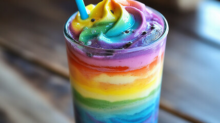 colorful cocktail rainbow on a table