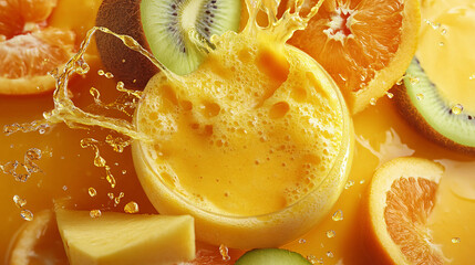 Orange juice with kiwi fruit