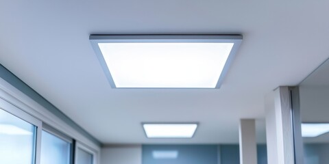 Square LED bathroom ceiling fixture on white background