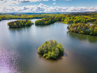 Aerial landscape of the Straszyn lake at summer, Poland