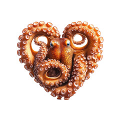 Octopus Forming a Heart Shape Valentine's Day or Love Concept