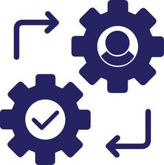 gear, cog, arrow, process, workflow, machinery, blue, illustration 