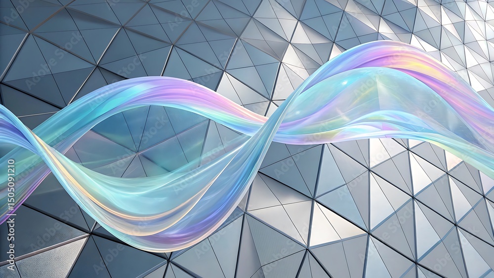 Poster abstract iridescent wave design using gemini api gen-lang-client-0847638545 modern architectural bac