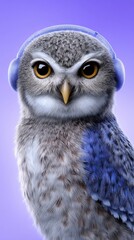 Obraz premium Quirky Owl DJ: Feathered Music Enthusiast Nodding to Beat with Fog Machine for Visual Rhythm