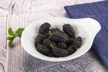 Juicy sweet mulberry in the bowl