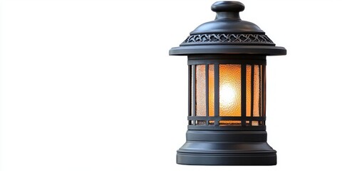 Fototapeta premium Vintage style outdoor table lamp with metal base on white background