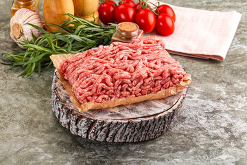 Raw uncooked red minced meat