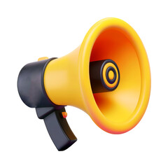 3d Megaphone icon isolated on transparent background. 3d rendering Cartoon plastic style. PNG file, cut out	