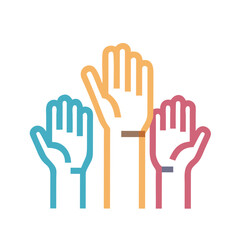 Obraz premium Supportive Hands Raised Icon – Care and Unity Symbol, Helping Hands Concept