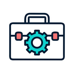 Obraz premium Toolbox with Gear Icon – Settings and Repair Symbol, Mechanical Tools Icon