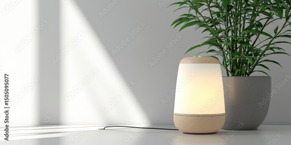 Poster wifi-enabled smart lamp with alexa compatibility on white background