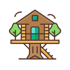 Treehouse Adventure Icon &ndash; Outdoor Play, Kids Fun, Nature Exploration Symbol