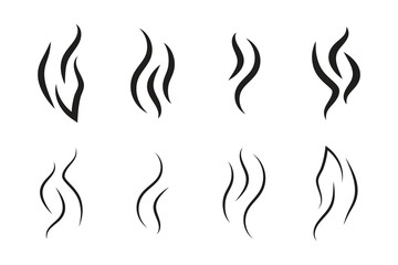 Smoke stem and wavy lines vector set, swirls, and curly shapes dynamic line movement elements