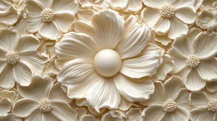 Obraz premium Elegant White Floral Arrangement with Detailed Petals and Textures