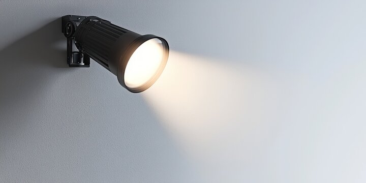 Adjustable wall spotlight for accent lighting on white background