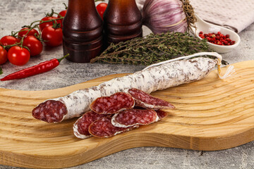 Spanish dry Fuet sausages snack