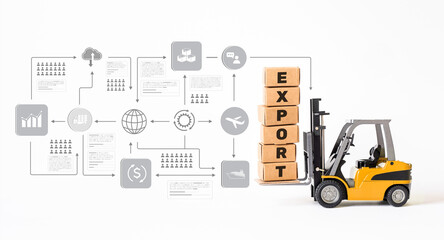 Industry and business  export transportation with forklift loading product box.economy with demand...