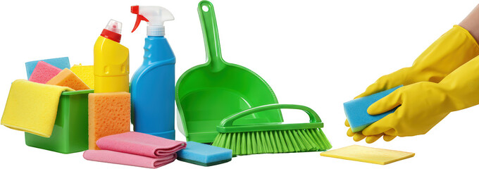 Cleaning Supplies Sponges Bucket Brush Gloves Detergents Household Cleaning Kit Colorful Cleaning