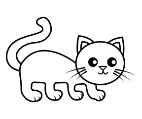 Cute Cartoon Cat Line Art for Kids Coloring Book