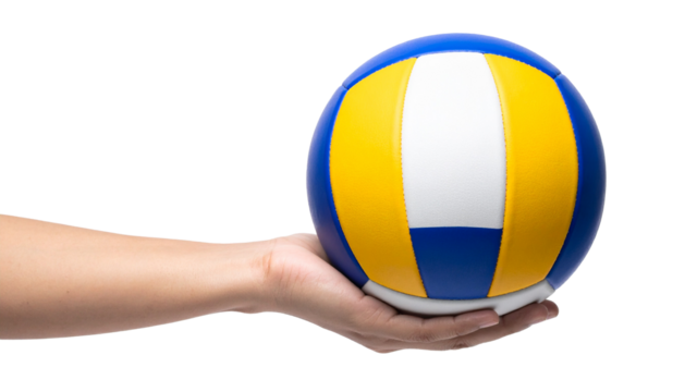 Volleyball ball in hand isolated on transparent or white background