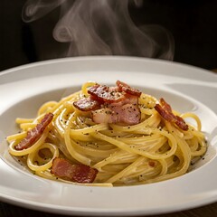 Classic Spaghetti Carbonara with Crispy Guanciale
