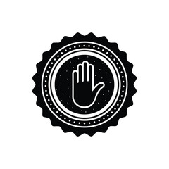 stamp with hand logo vector illustration isolated on white background