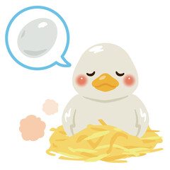 卵を温めるアヒルのイラスト