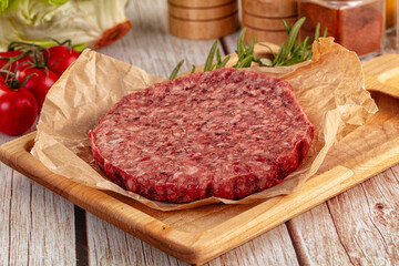 Raw beef cutlet for burger