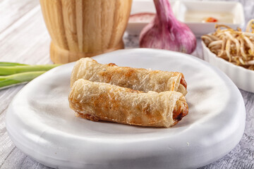 Vietnamese traditional nem roll with meat