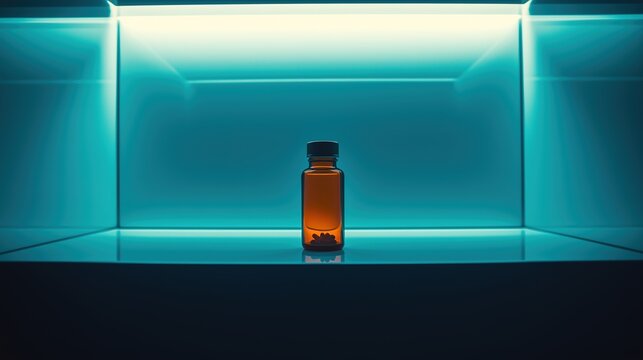 Empty medicine cabinet shelves reveal a life free from dependency, symbolizing health and self-reliance. Emptiness as a sign of wellness and proactive lifestyle choices.