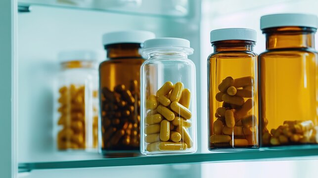 Empty medicine cabinet shelves reveal a life free from dependency, symbolizing health and self-reliance. Emptiness as a sign of wellness and proactive lifestyle choices.