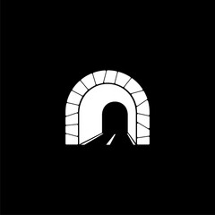 Fototapeta premium Road tunnel icon isolated on black background