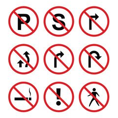 Road Signs Icon Set Collection Simple Illustration