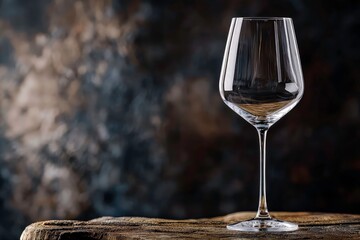 Elegant crystal wine glass with intricate cut patterns on wooden surface, illuminated by warm golden light for a sophisticated ambiance