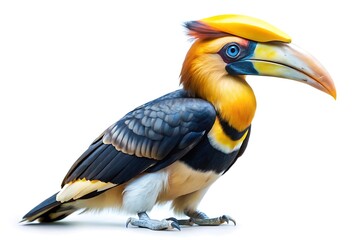 Fototapeta premium Bird with a yellow beak and a blue head