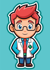 Obraz premium Vector illustration of a Friendly doctor character illustration.
