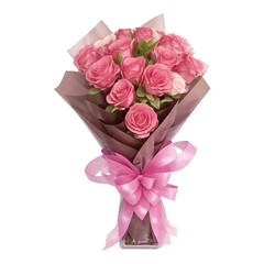 Bouquet of colorful rose flowers transparent background