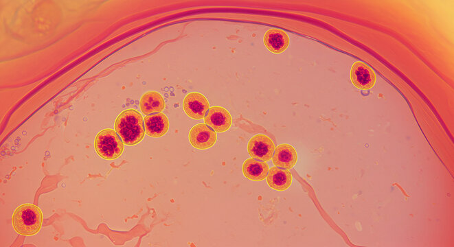 Acanthamoeba cysts in corneal scrape
