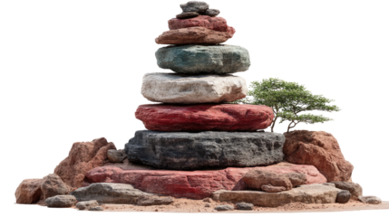 Stacked Stones: A meticulously arranged tower of vibrantly colored stones stands as a testament to balance and harmony, a perfect visual for meditation and contemplation.