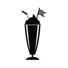 Black and White Milkshake Silhouette Illustration